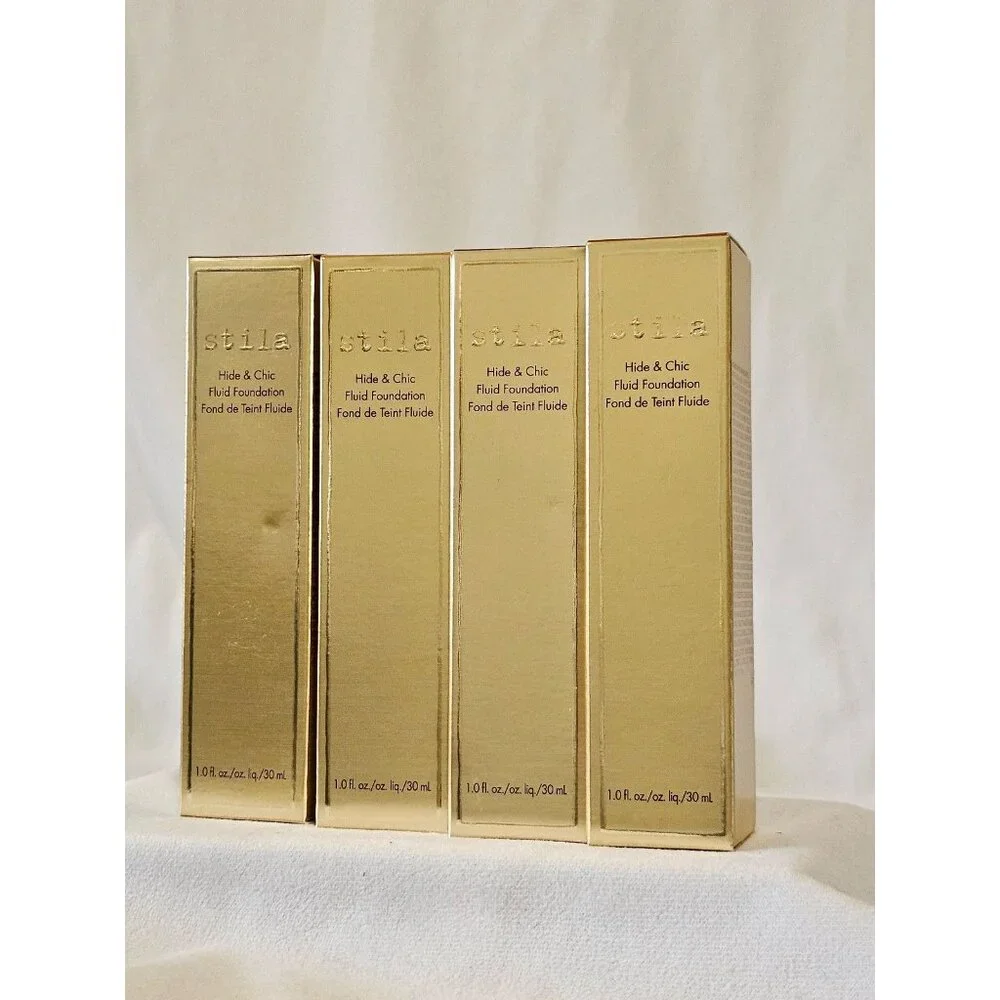 New Stila Hide & Chic Fluid Foundation bundle of 4 new packa